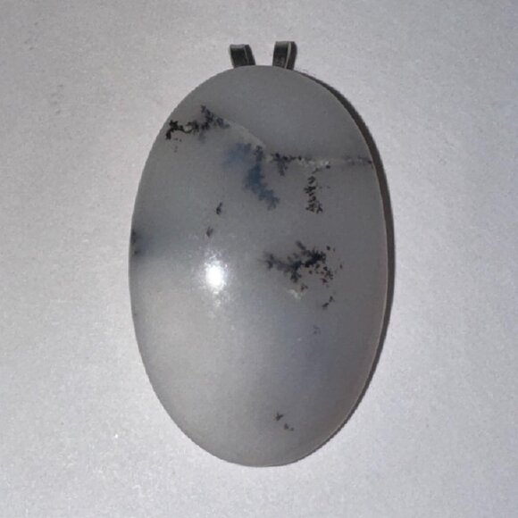 White Dendritic Agate Oval Pendant - Picture 1 of 11